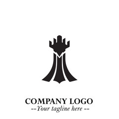 Tower Logo Symbol in Black on the White Background with Simple Modern Architecture Design