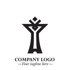 Tower Logo Symbol in Black on the White Background with Simple Modern Architecture Design