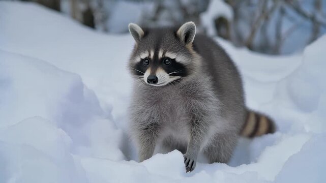 Waschb&auml;rjunges im Schnee