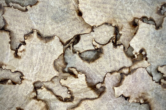 Ancient Magical Scrolls with Burnt Paper Texture, Inspired Enchantments, Historical Manuscripts, Old Books, Halloween Theme, Poster Background for Celebrations, Presentations, and Business