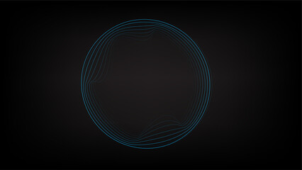 Abstract technology conсept of blue neon gradient 3d lines. Glowing futuristic waves, sound waves and audio waveform. 