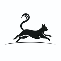 silhouette of a cat on white background.