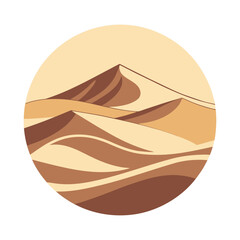 Sand Dunes Landscape Logo - Minimalist Desert Vector Icon