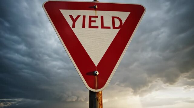 Dramatic Road Sign Against Stormy Sky, Leading Into The Horizon, Cinematic Footage