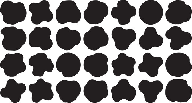 Black amoeba shapes on white background abstract blob