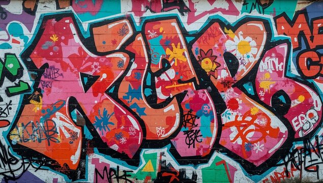 Generative ai inspired graffiti wall abstract background - Powered by Adobe