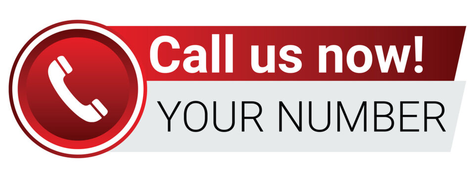 Call Us Now Button Icon – Vector Phone Contact Label for Website Header, Hotline, and Customer Support
