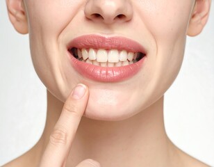Obraz premium Woman Smiling Showing Healthy Teeth.