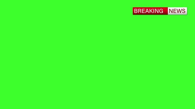 Breaking news symbol on green screen animation video