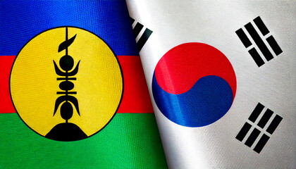 韓国の国旗とニューカレドニアの国旗(Korea Flag & New Caledonia flag.)
