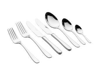 Set of silverware including forks, knives, and spoons