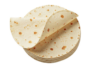 A stack of flatbread tortillas, one folded over the top