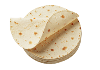 A stack of flatbread tortillas, one folded over the top