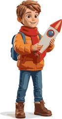 3D Boy Holding Rocket Toy