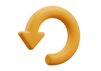 A 3d render of a yellow circular arrow icon indicating a refresh or repeat action