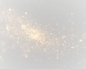 Sparkling gold dust floats softly across glowing bokeh circles. Tiny glitter particles shimmer delicately. Elegant overlay for Christmas or holiday designs. PNG © MEDUZA