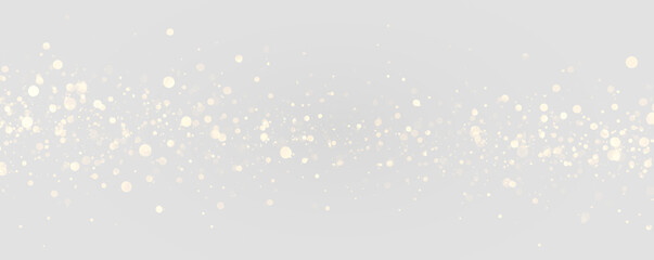 Soft glowing gold bokeh circles shimmer across luminous backgrounds. Tiny glitter dust floats gently. Perfect luxury overlay for holiday graphics. PNG