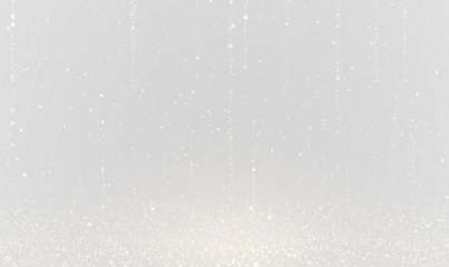 Falling golden glitter confetti creates a festive sparkle effect on a clear background. Soft glowing dust adds a magical touch. Use it for celebration cards and marketing materials. PNG	