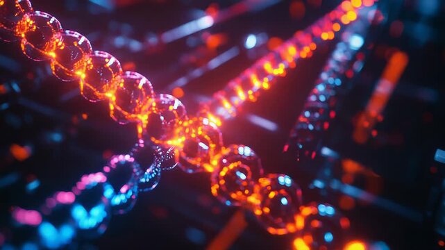Blockchain technology connecting digital data network abstract