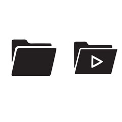 Black Folder with Triangle – Minimalist Silhouette Icon for File Storage, System UI & Tech Branding