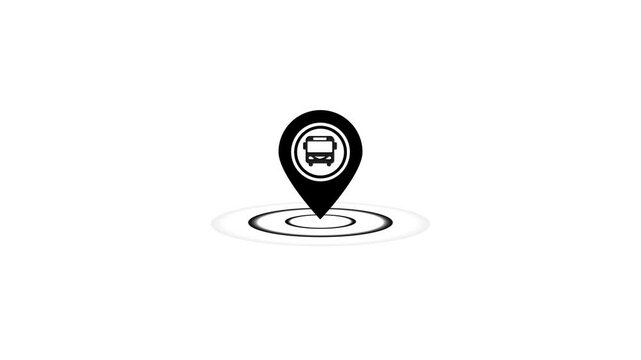 Bus Location pin icon Animation. looping animation, Alpha channel, white 
background.
