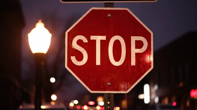 Stop Sign At Dusk: Capturing The Essence And Atmosphere Of Twilight City Nights