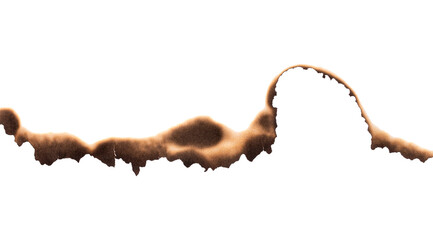 Burnt paper edge with dark scorch marks and curved burned shape