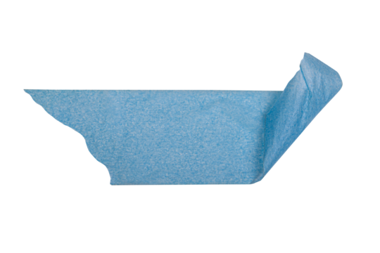 Blue adhesive tape piece with folded edge and smooth texture - Powered by Adobe