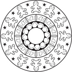 Sweet & Symmetrical: Gingerbread Man Mandala Vector Design for DIY Crafts.
