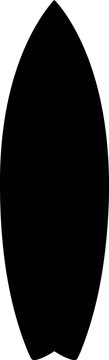 Black surfboard silhouette isolated on white background