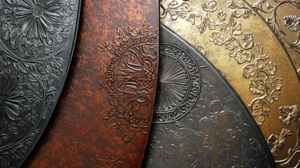 Stylized Embossed Diplomatic Seals in Close Up Detail