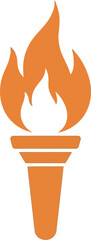 Orange torch flame icon symbol of inspiration victory