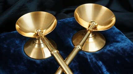 Two Golden Chalices Crossing in a Luxurious Arrangement