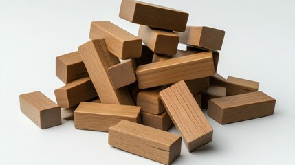 Wooden domino blocks in a random scattered heap