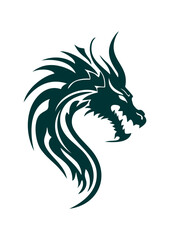 Dragon head silhouette in stylized artistic design  