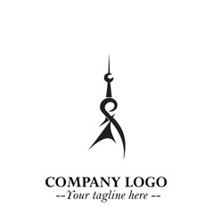 Fototapeta premium Tower Logo Symbol in Black on the White Background with Simple Modern Architecture Design