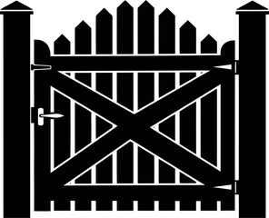 Rustic wooden garden gate silhouette