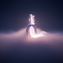 Mystical Radiant Horse Ethereal Glow Fantasy Art Dramatic Atmospheric Background Night Dream.