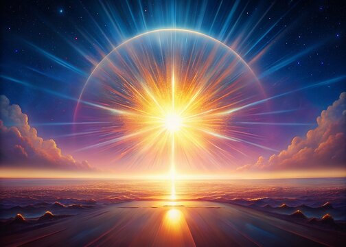 Radiant celestial event over a cosmic ocean