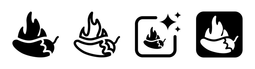 Spicy chili icon vector illustration in black transparent style representing hot food logo and restaurant spice concept for culinary travel PNG artwork