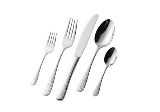 Set of silverware including fork, knife, and spoons