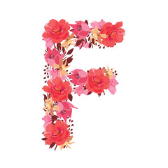 Vector floral letter, capital character F