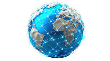Global Connectivity: A representation of the Earth is overlaid with a network of illuminated connections, symbolizing the vast web of global digital communication and interconnectedness.