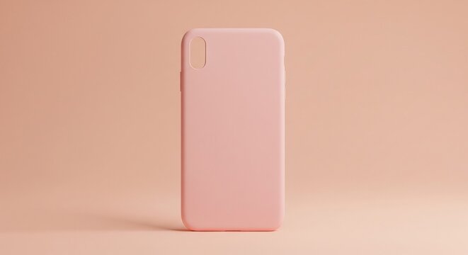 PinkMobile phone cover case on pink background 