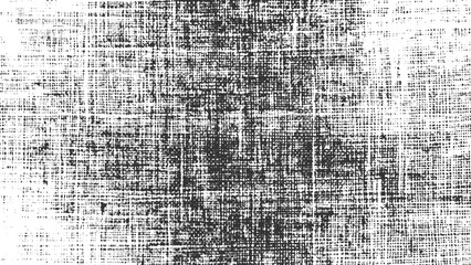 Black and white textured fabric weave pattern with irregular grid and dots vector