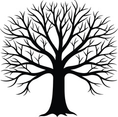 Obraz premium Stylized Black and White Bare Tree Silhouette