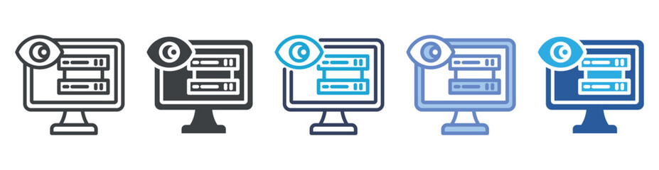 Monitoring Screen icon set multiple style collection