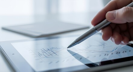 Financial analysis examines data in modern office