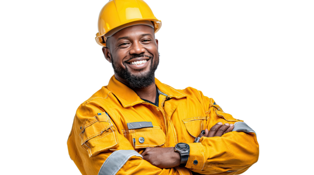Smiling Engineer: A confident engineer, radiating positivity, stands tall with arms crossed. A portrait of expertise and a friendly demeanor in the field.