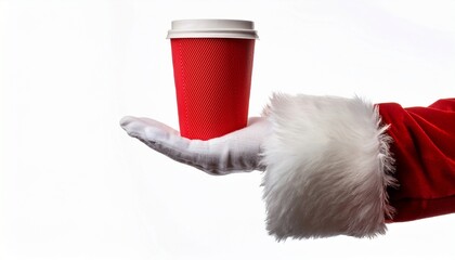 Santa Claus Holding a Coffee Cup for Christmas
